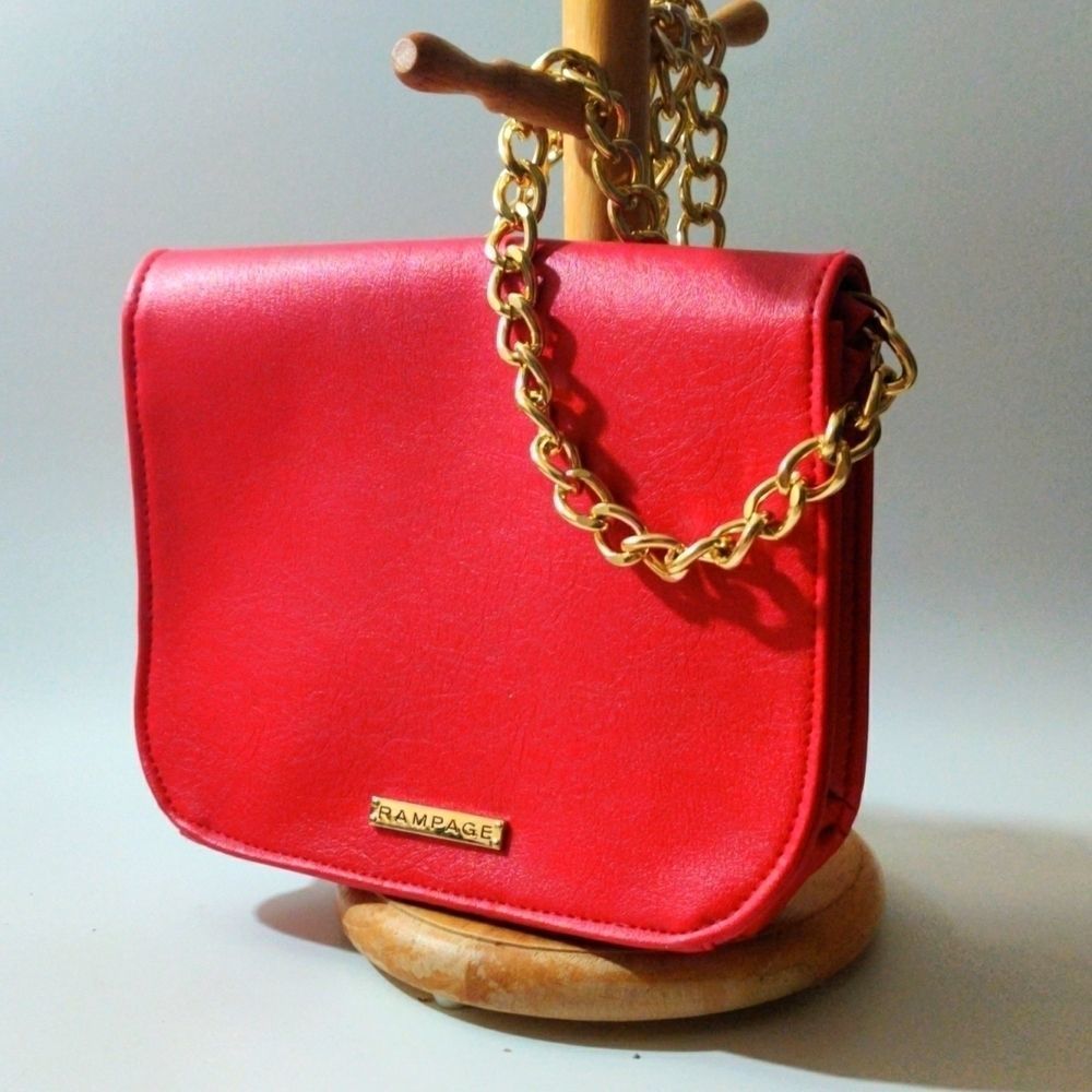 Seductive Red with Gold Tone Chain Rampage‎ Crossbody Bag
